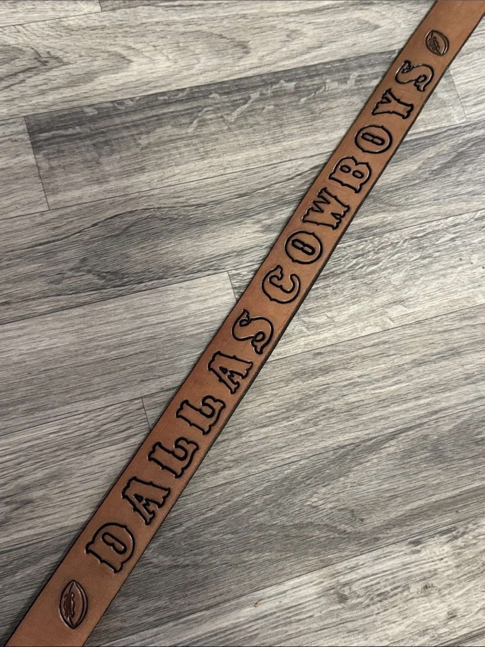 Custom made Dallas Cowboys leather belt with bling belt buckle